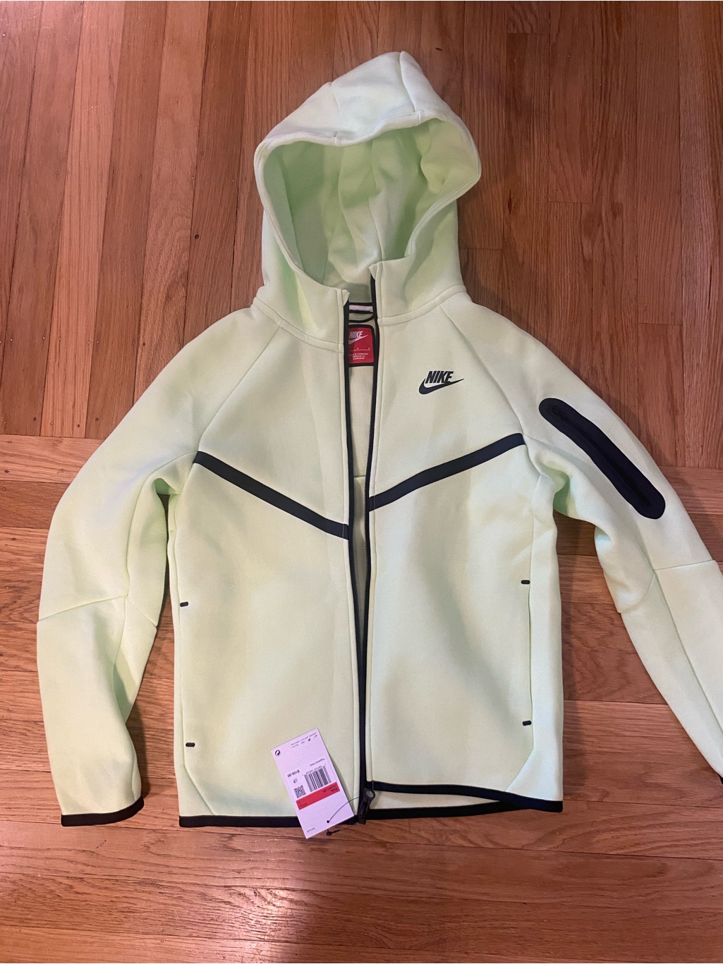 Size Y Large - New Nike Sportswear Tech Fleece Big Kids' Full-Zip Hoodie - Lime